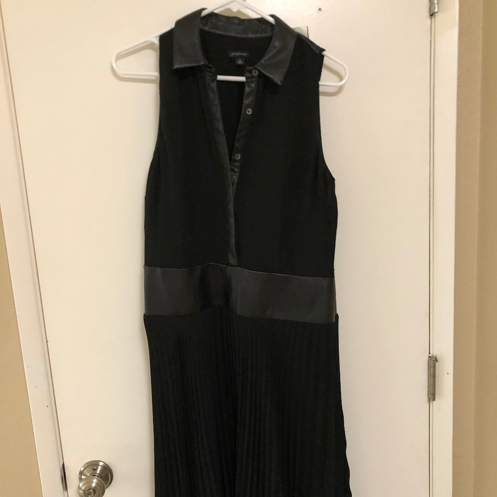 Ann Taylor Black Faux leather trim dress